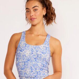 NEW Cream Yoga Blue Pattern Women's Crop Top Bra Tank